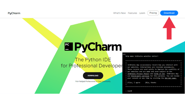 Instalando o PyCharm: página oficial de download