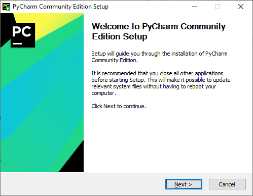 Instalando o PyCharm: tela de confirmação