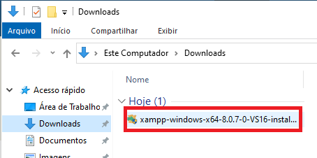 Instalando XAMPP Windows: abrindo o arquivo executável