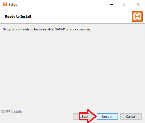 Instalando XAMPP Windows: prosseguir com a instalação